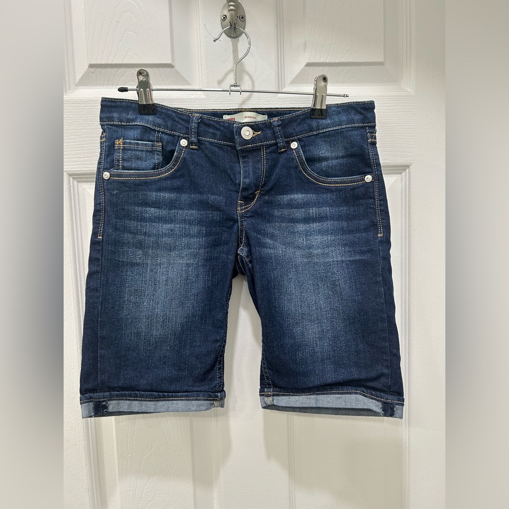 Girls Levi’s Dark Blue Denim Bermuda Shorts Size 16 REG